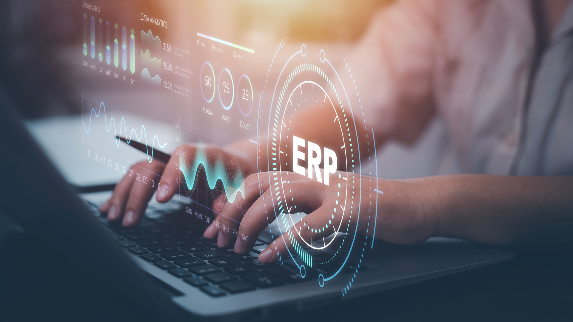 Company executive analyzes a data analytics dashboard, leveraging Venndove’s Procurement Services for informed sourcing decisions.
